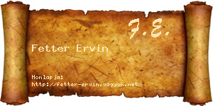 Fetter Ervin névjegykártya