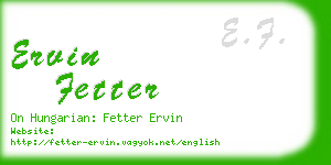 ervin fetter business card